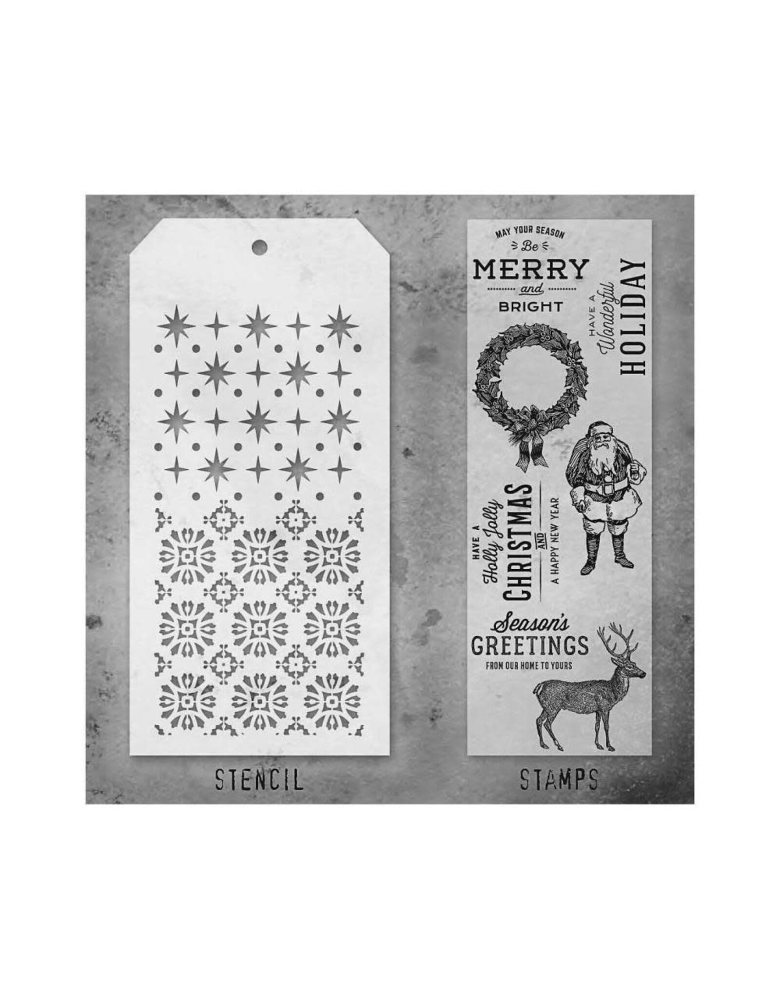 STAMPERS ANONYMOUS STAMPERS ANONYMOUS TIM HOLTZ SET #35 MIXED MEDIA CLEAR STAMP SET & STENCIL