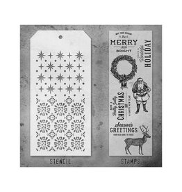 STAMPERS ANONYMOUS STAMPERS ANONYMOUS TIM HOLTZ SET #35 MIXED MEDIA CLEAR STAMP SET & STENCIL