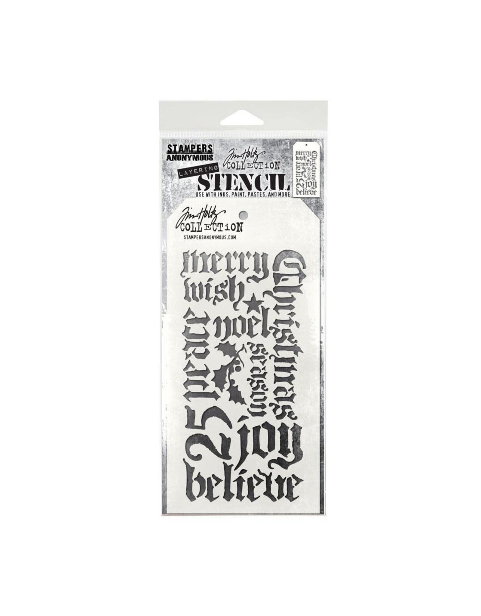 STAMPERS ANONYMOUS STAMPERS ANONYMOUS TIM HOLTZ HOLIDAY SCRIPT LAYERING STENCIL