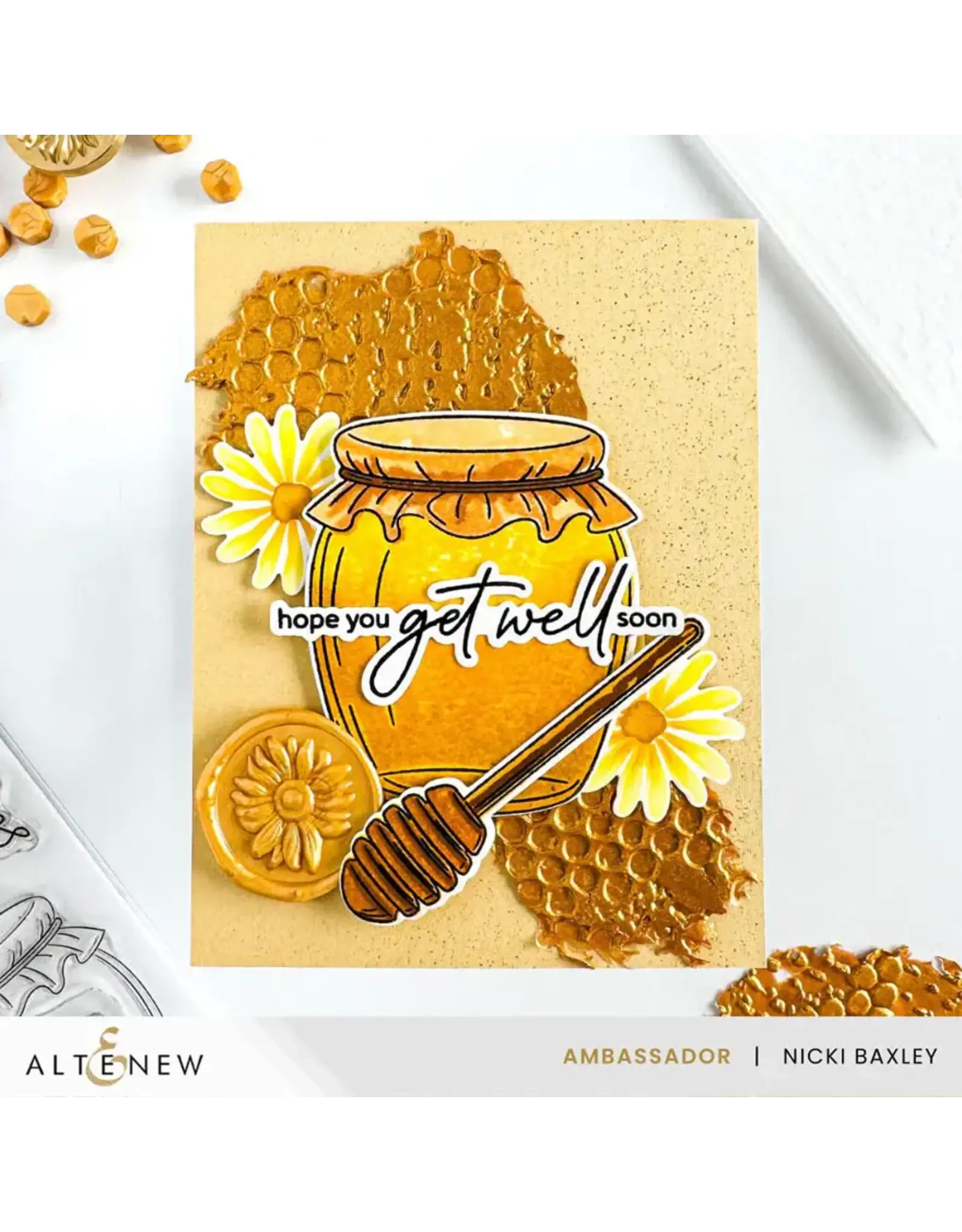 ALTENEW ALTENEW CRAFT YOUR LIFE PROJECT KIT: HONEYCOMB HAVEN CLEAR STAMP, STENCIL SET, 3D EMBOSSING FOLDER AND DIE SET BUNDLE