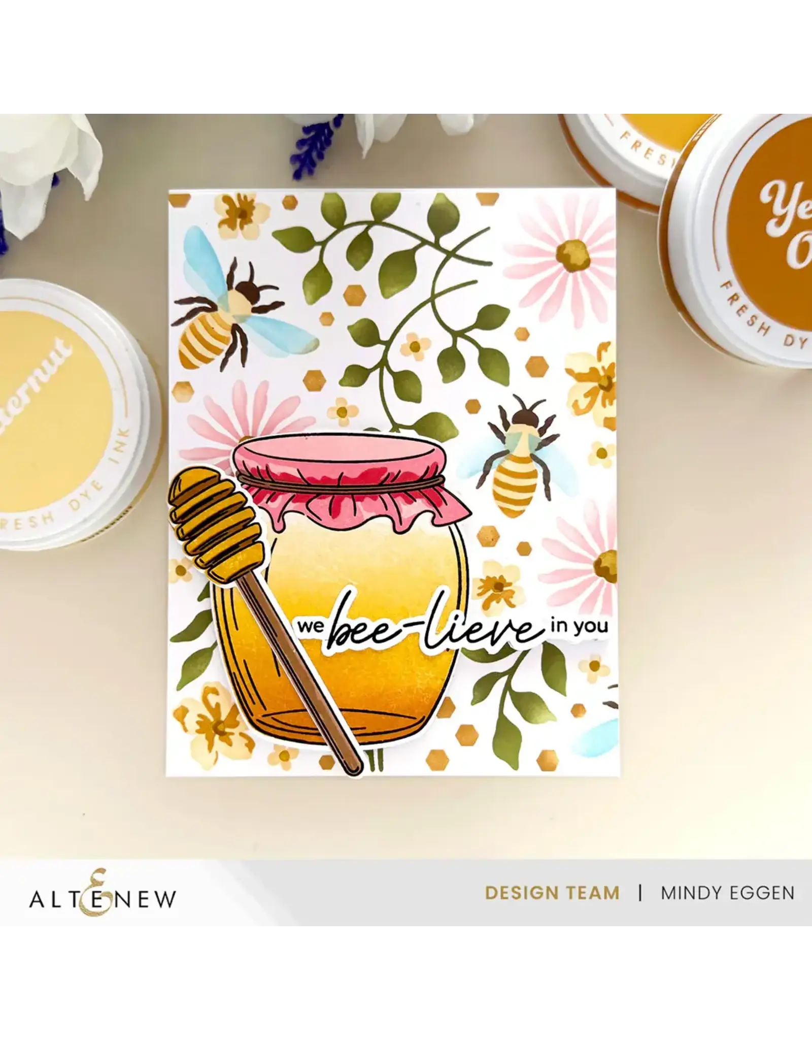 ALTENEW ALTENEW CRAFT YOUR LIFE PROJECT KIT: HONEYCOMB HAVEN CLEAR STAMP, STENCIL SET, 3D EMBOSSING FOLDER AND DIE SET BUNDLE