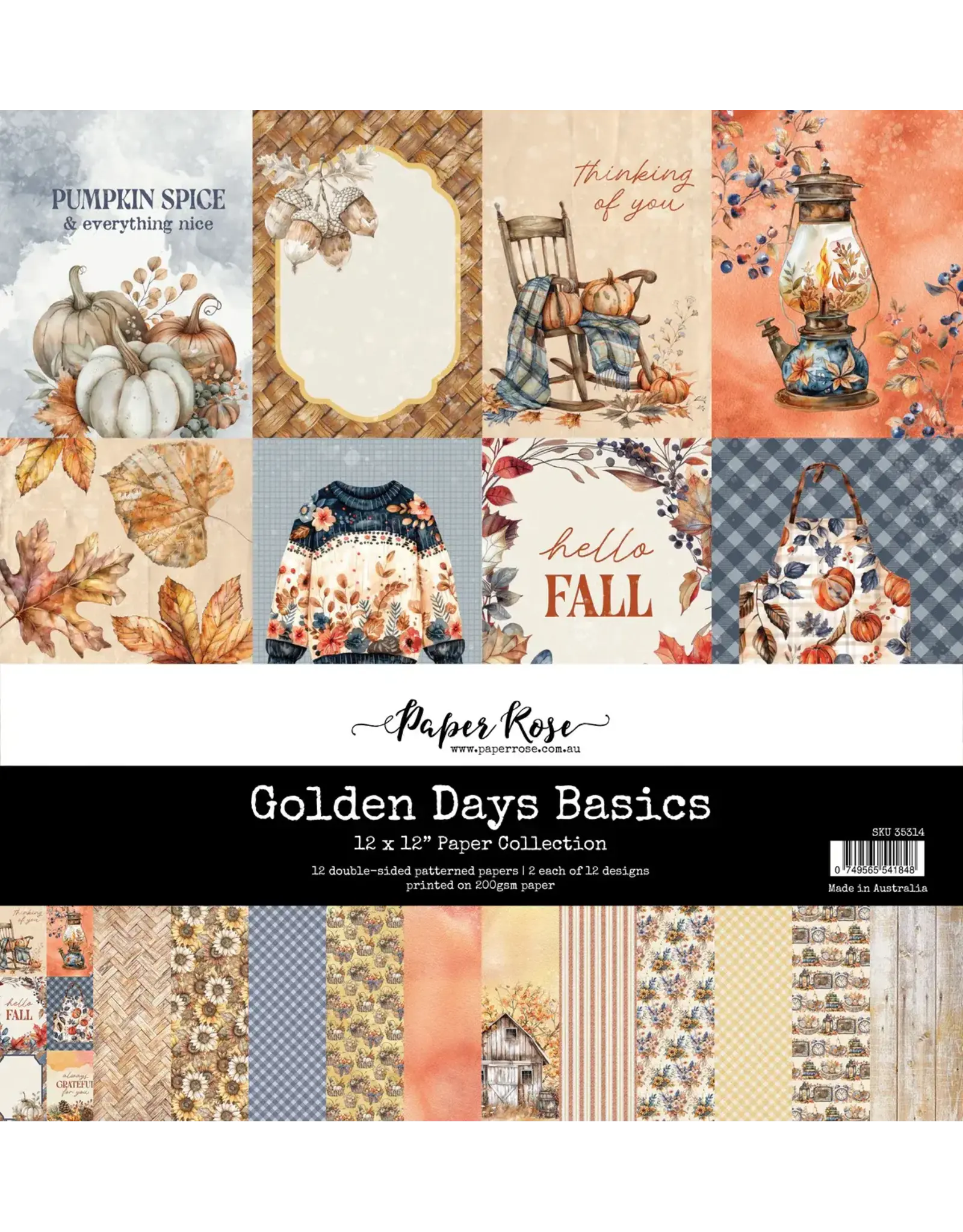 PAPER ROSE PAPER ROSE GOLDEN DAYS 12x12 BASICS PAPER COLLECTION