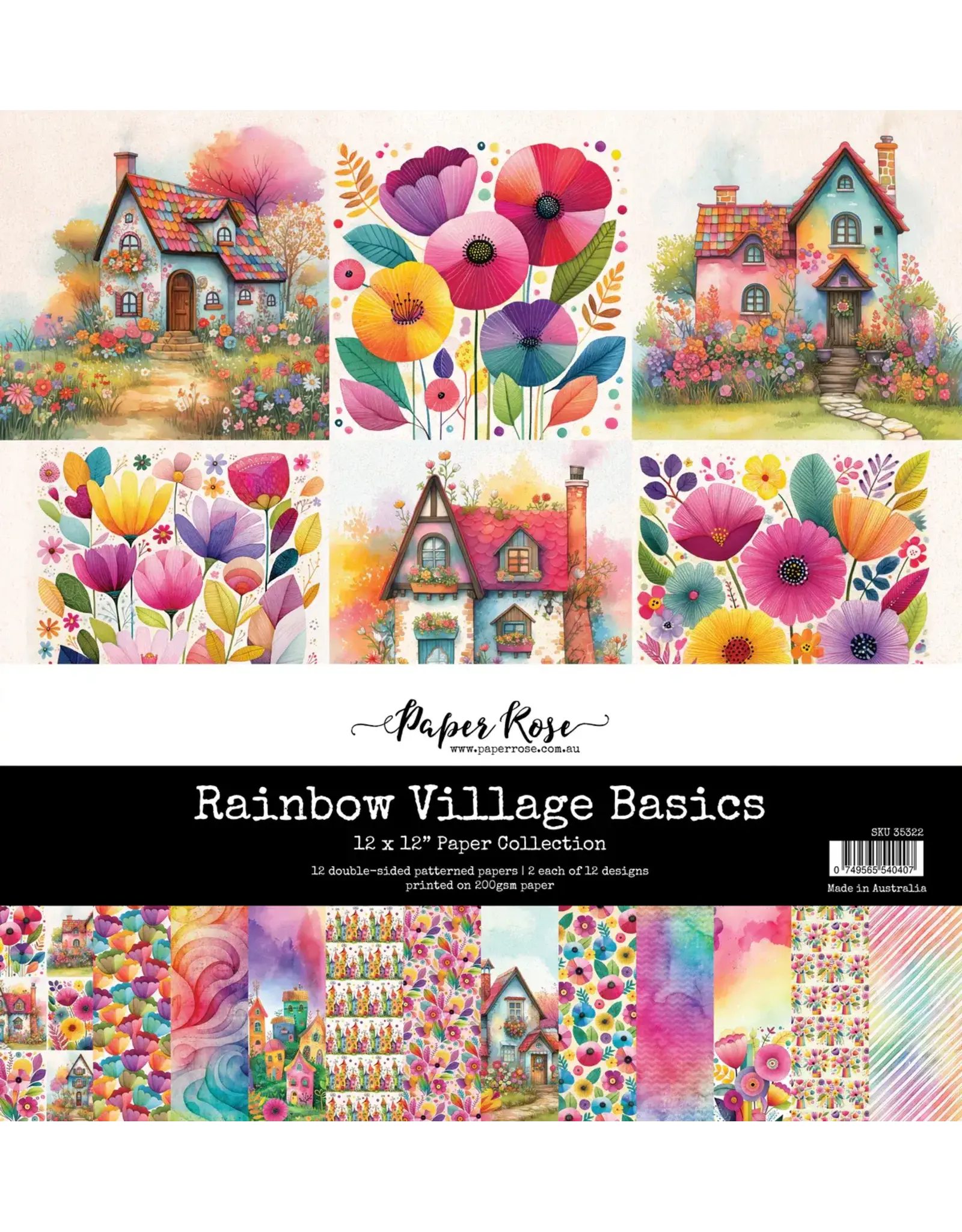 PAPER ROSE PAPER ROSE RAINBOW VILLAGE 12x12 BASICS PAPER COLLECTION