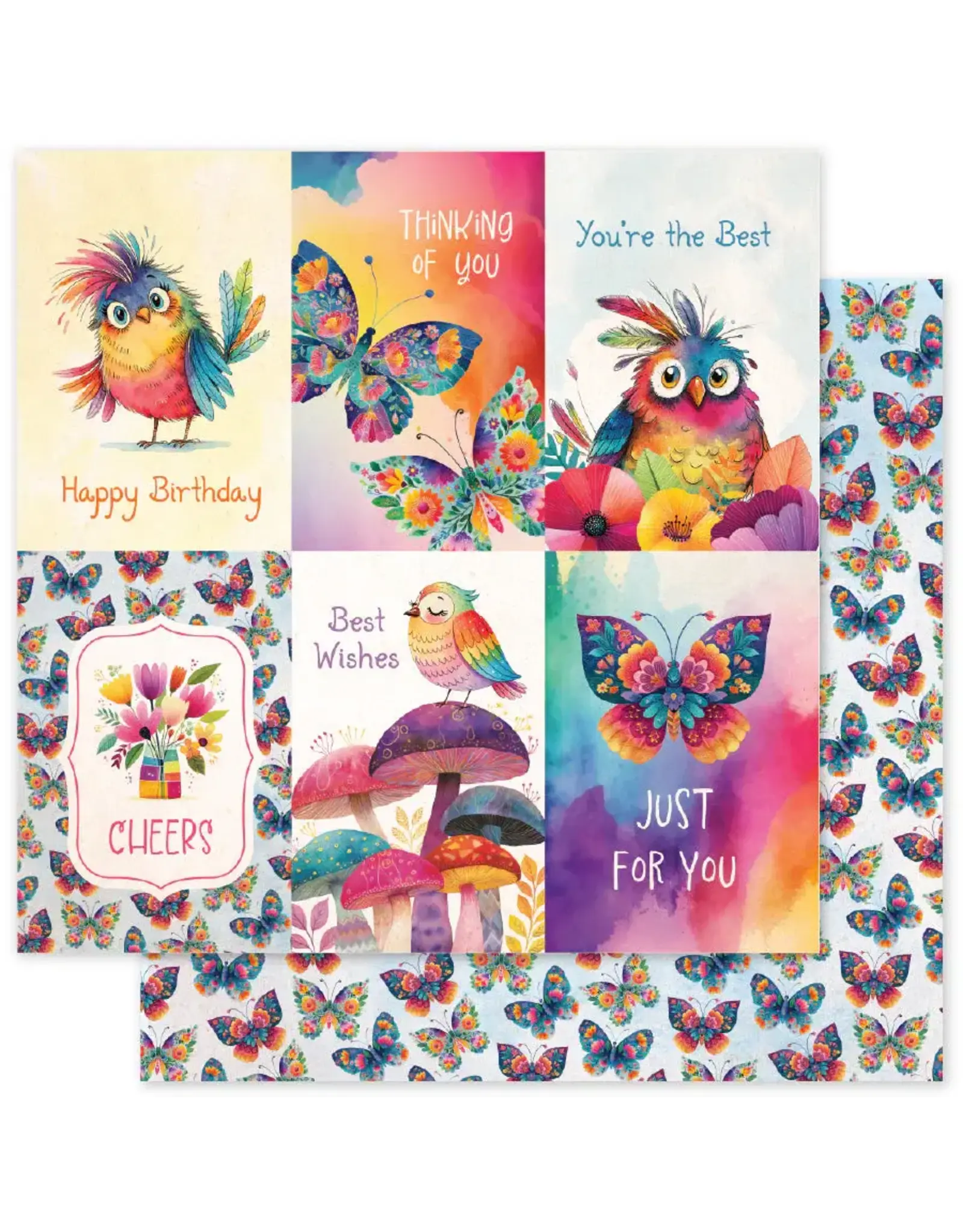 PAPER ROSE PAPER ROSE RAINBOW VILLAGE - F 12x12 CARDSTOCK