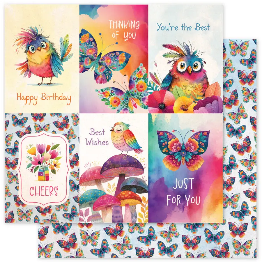 PAPER ROSE PAPER ROSE RAINBOW VILLAGE - F 12x12 CARDSTOCK