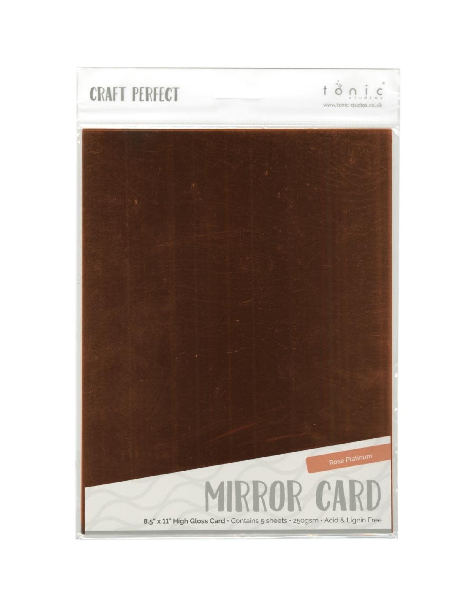 TONIC TONIC STUDIOS MIRROR CARD ROSE PLATINUM  8.5X11 5 PK