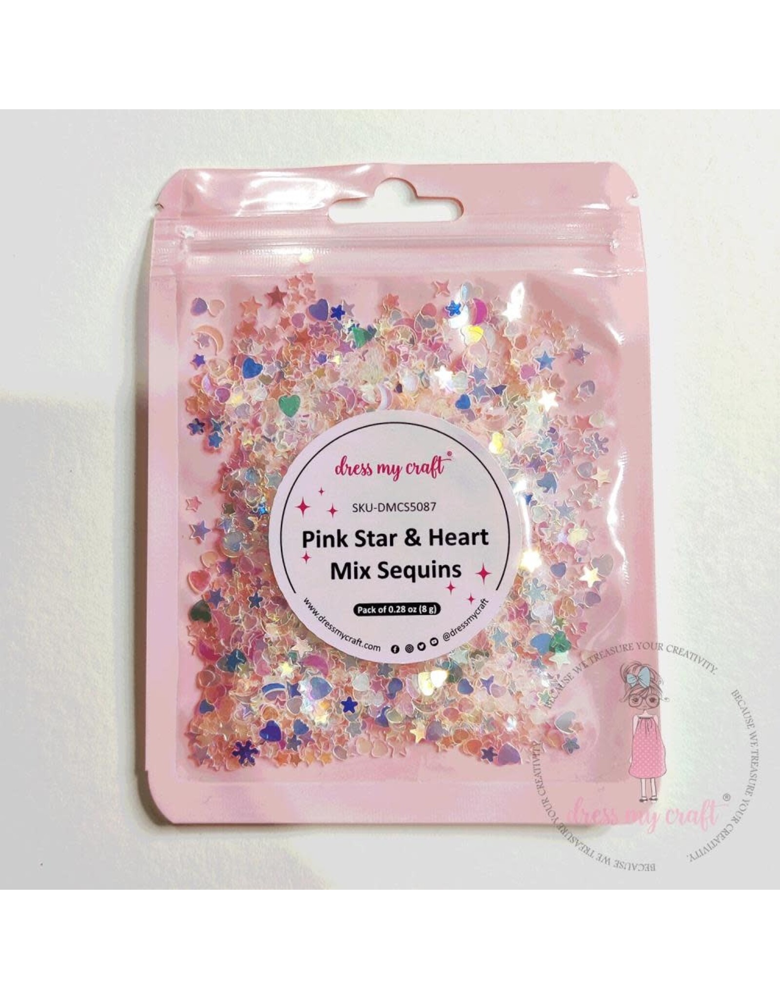 DRESS MY CRAFT DRESS MY CRAFT PINK STAR & HEART MIX SEQUINS