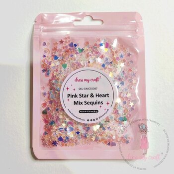 DRESS MY CRAFT DRESS MY CRAFT PINK STAR & HEART MIX SEQUINS