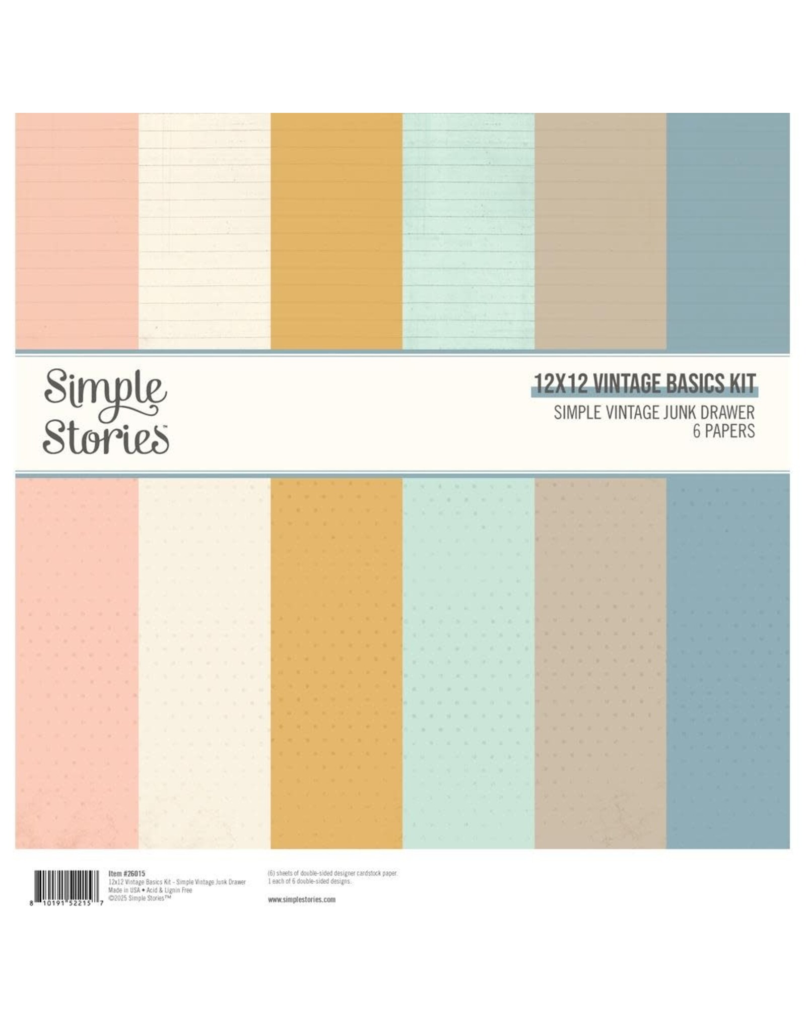 SIMPLE STORIES SIMPLE STORIES SIMPLE VINTAGE JUNK DRAWER 12x12 BASICS KIT