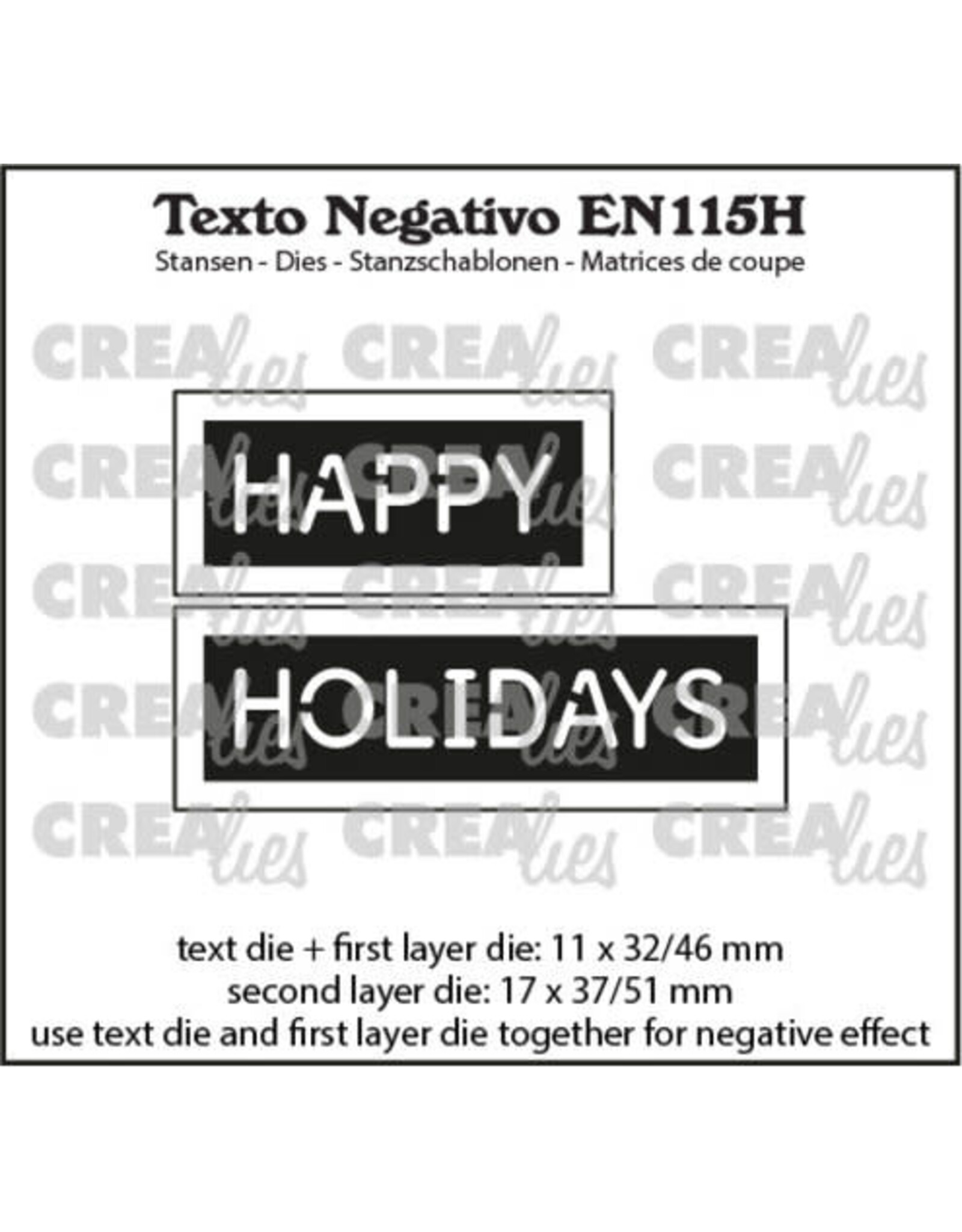 CREALIES CRAFTLINES CREALIES NEGATIVE TEXT HAPPY HOLIDAYS DIE