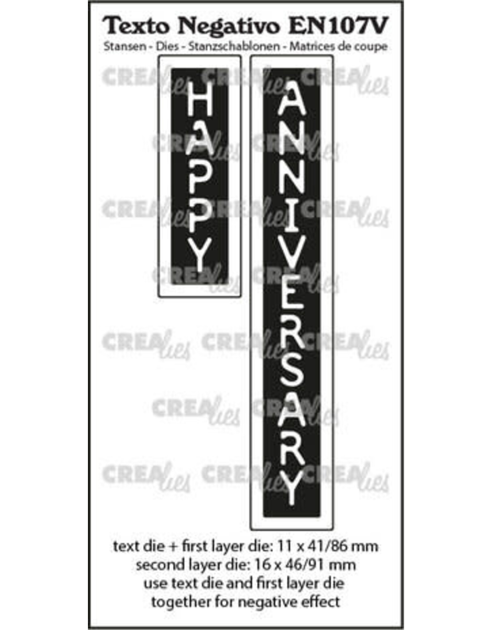 CRAFTLINES CRAFTLINES CREALIES NEGATIVE TEXT HAPPY ANNIVERSARY DIE