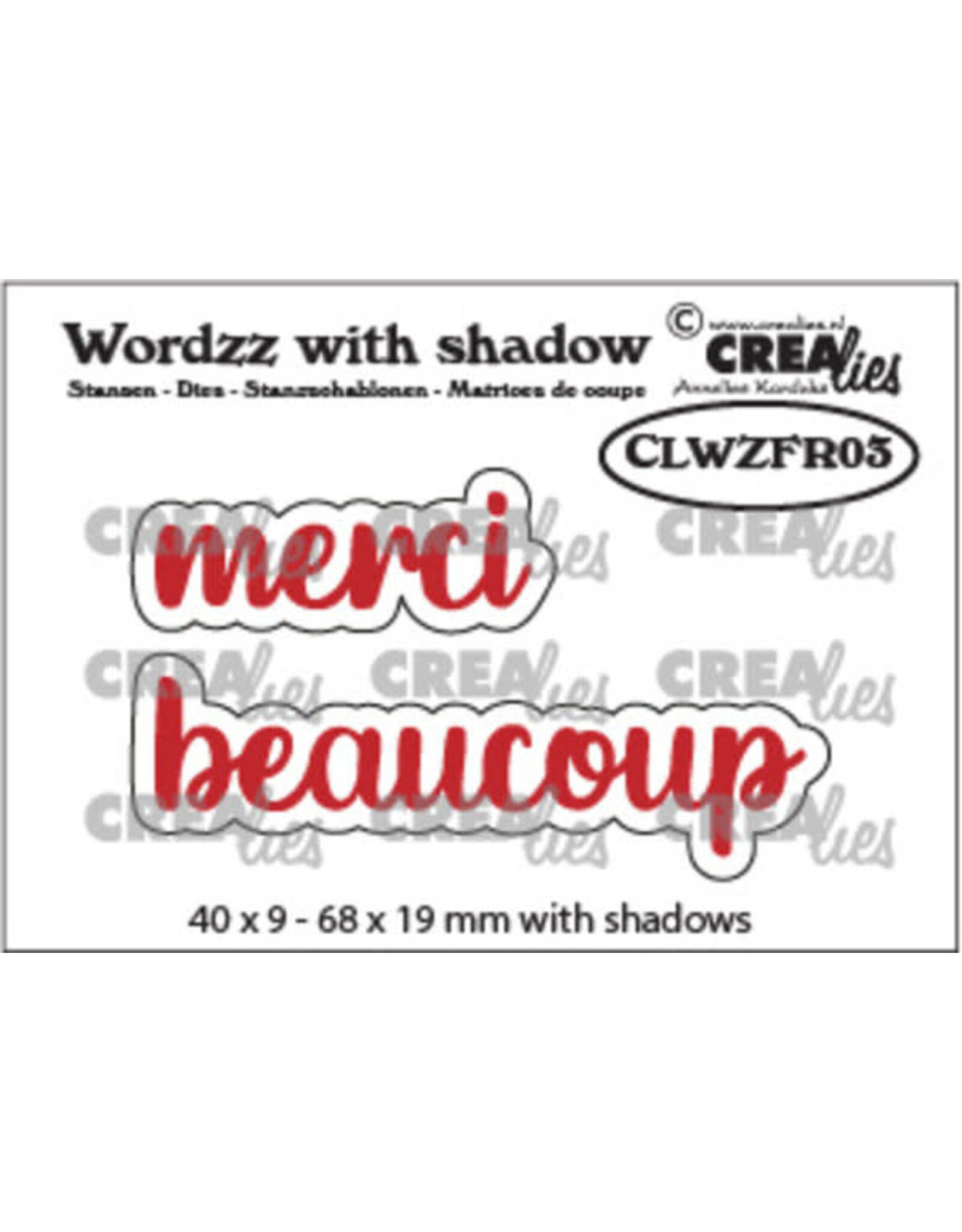 CREALIES CRAFTLINES CREALIES WORDZZ MERCI BEAUCOUP SHADOW DIE
