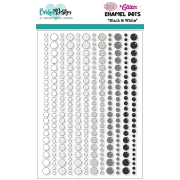 CREALIES CRAFTLINES BASICS BLACK & WHITE GLITTER ENAMEL DOTS