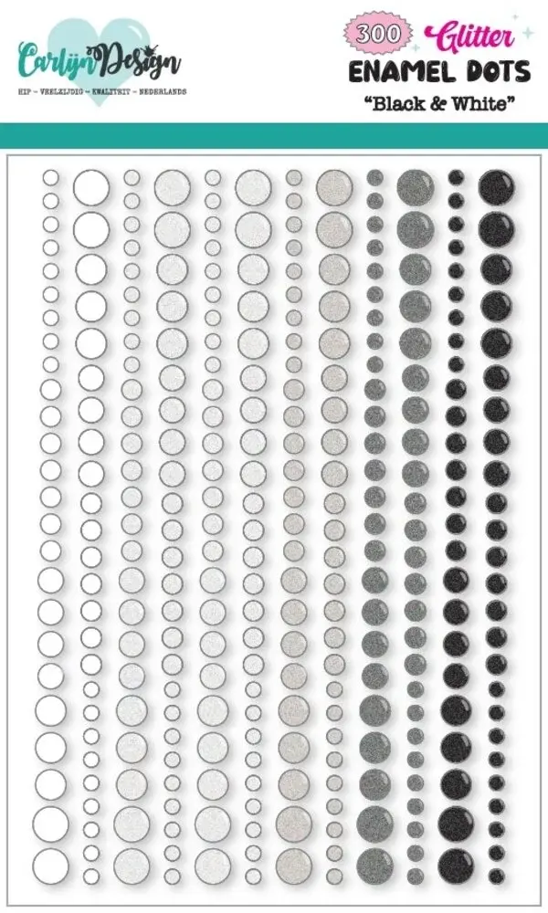 CREALIES CRAFTLINES BASICS BLACK & WHITE GLITTER ENAMEL DOTS