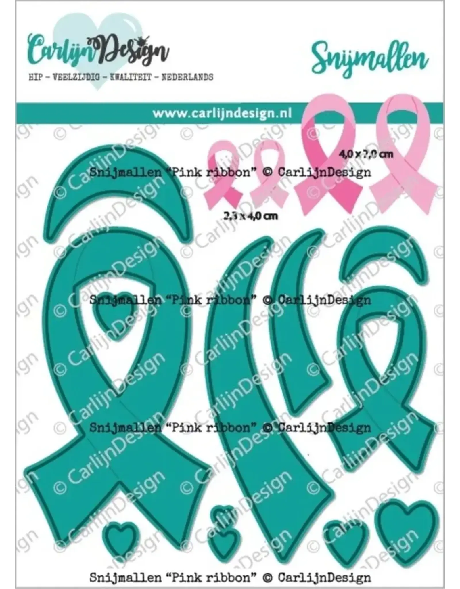 CREALIES CRAFTLINES CARLIJN DESIGN PINK RIBBON DIE SET