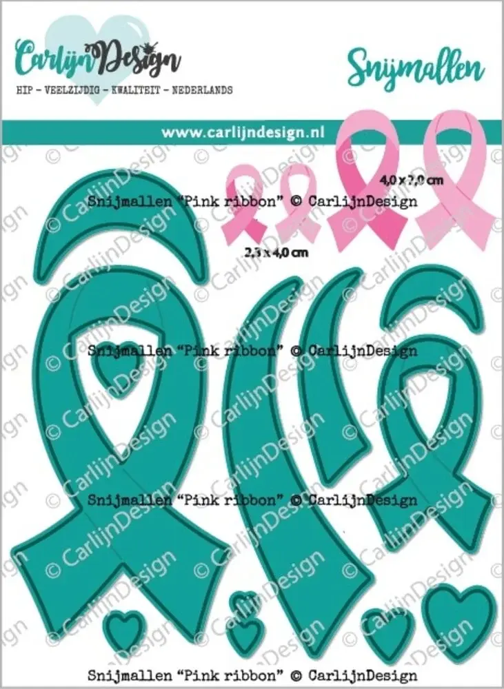 CREALIES CRAFTLINES CARLIJN DESIGN PINK RIBBON DIE SET