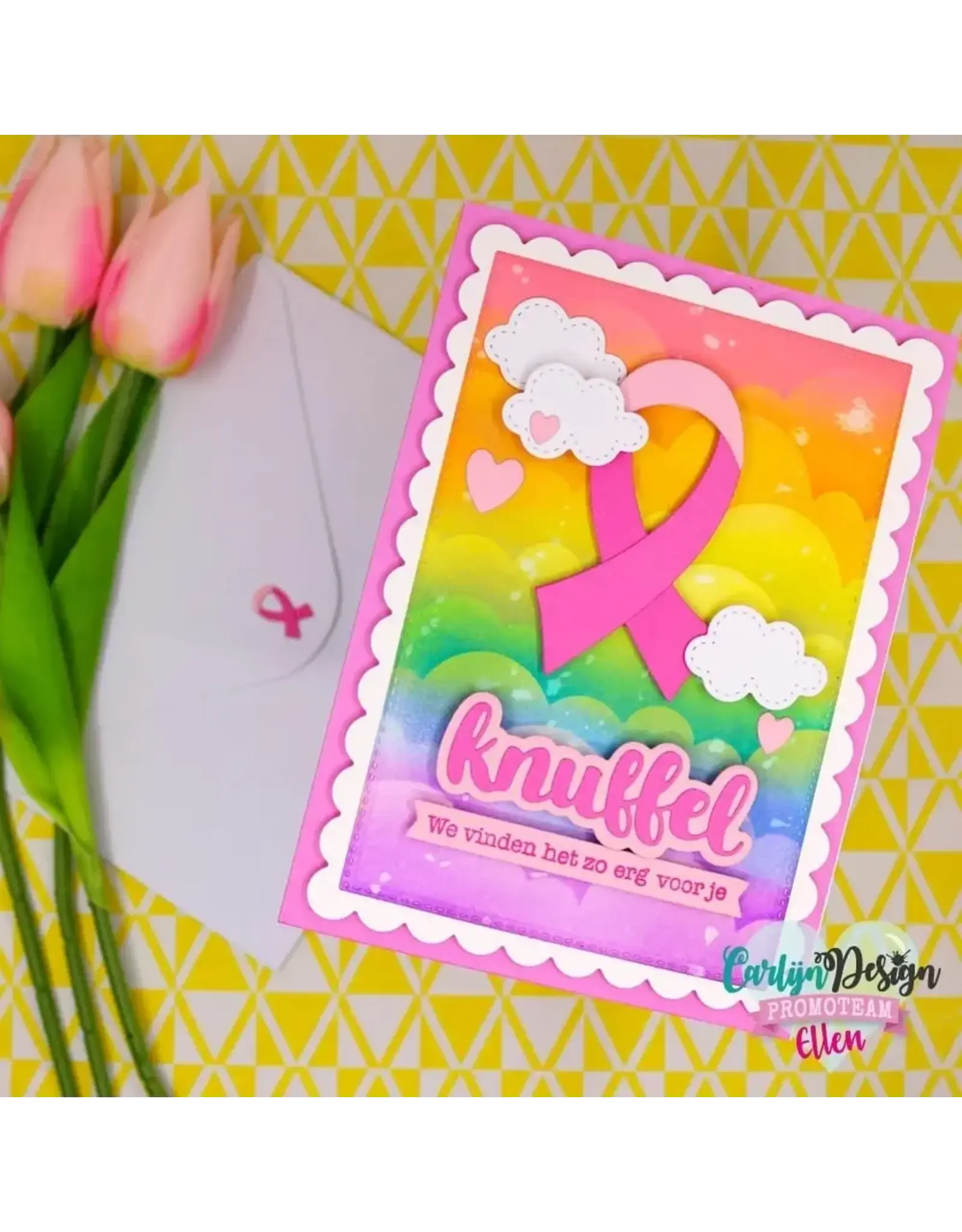 CREALIES CRAFTLINES CARLIJN DESIGN PINK RIBBON DIE SET