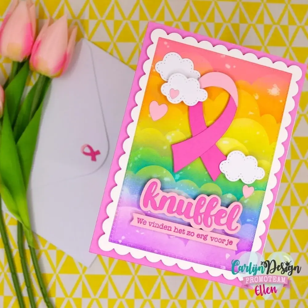 CREALIES CRAFTLINES CARLIJN DESIGN PINK RIBBON DIE SET