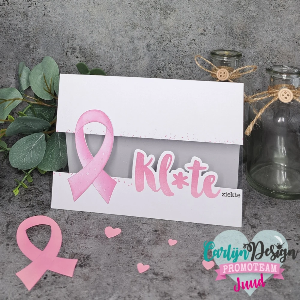 CREALIES CRAFTLINES CARLIJN DESIGN PINK RIBBON DIE SET