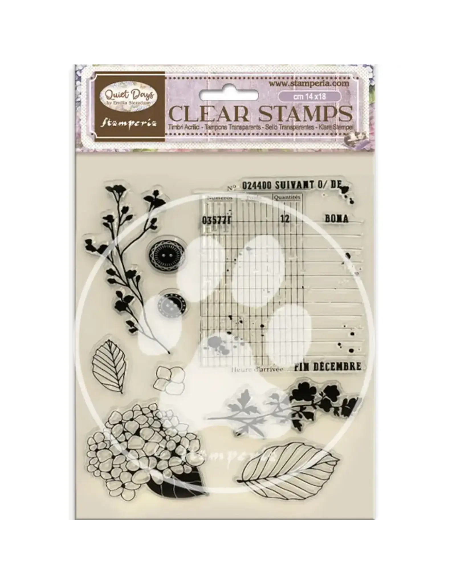 STAMPERIA STAMPERIA QUIET DAYS HYDRANGEA CLEAR STAMP SET