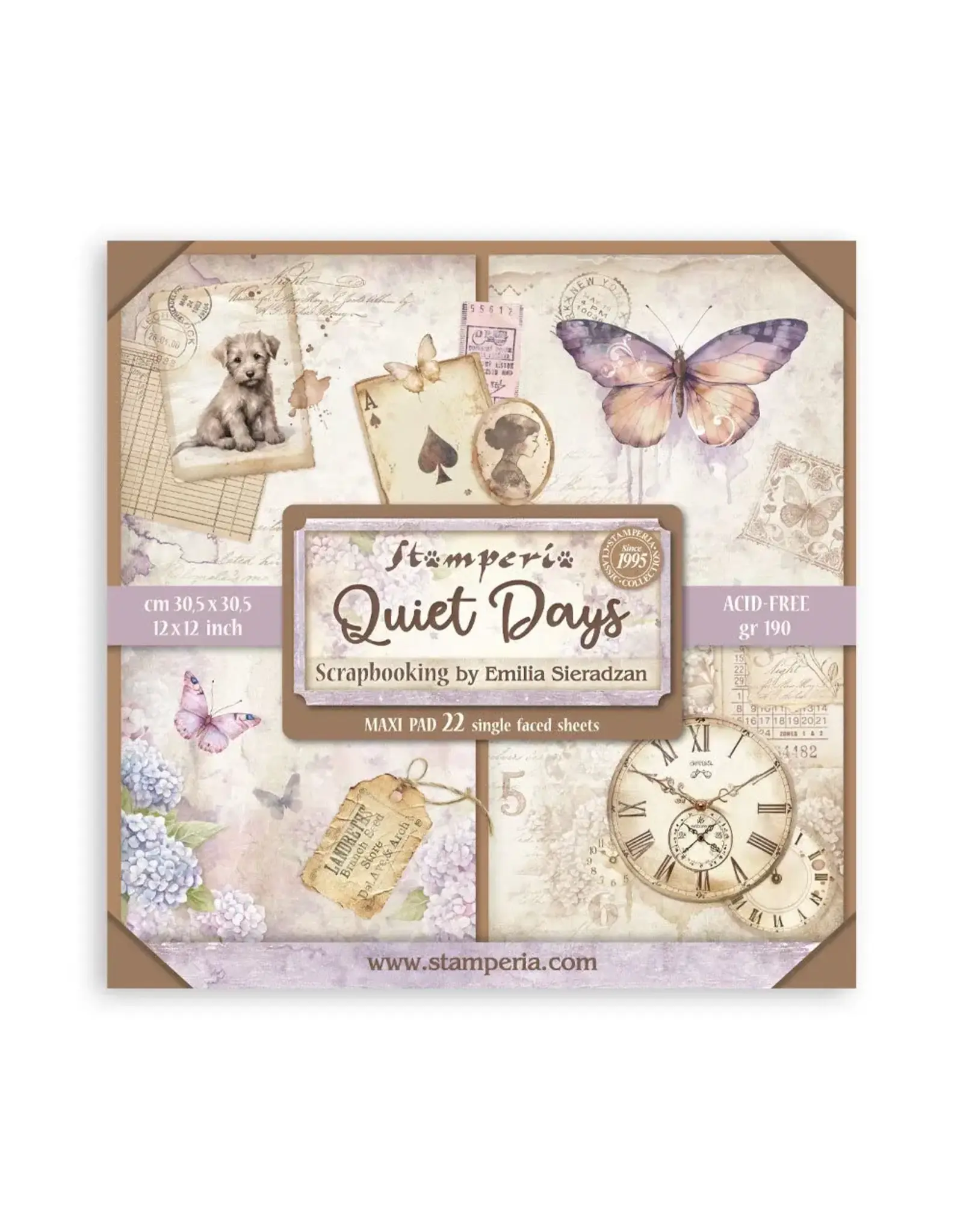 STAMPERIA STAMPERIA QUIET DAYS MAXI PAD 12x12 PAPER PACK 22 SHEETS
