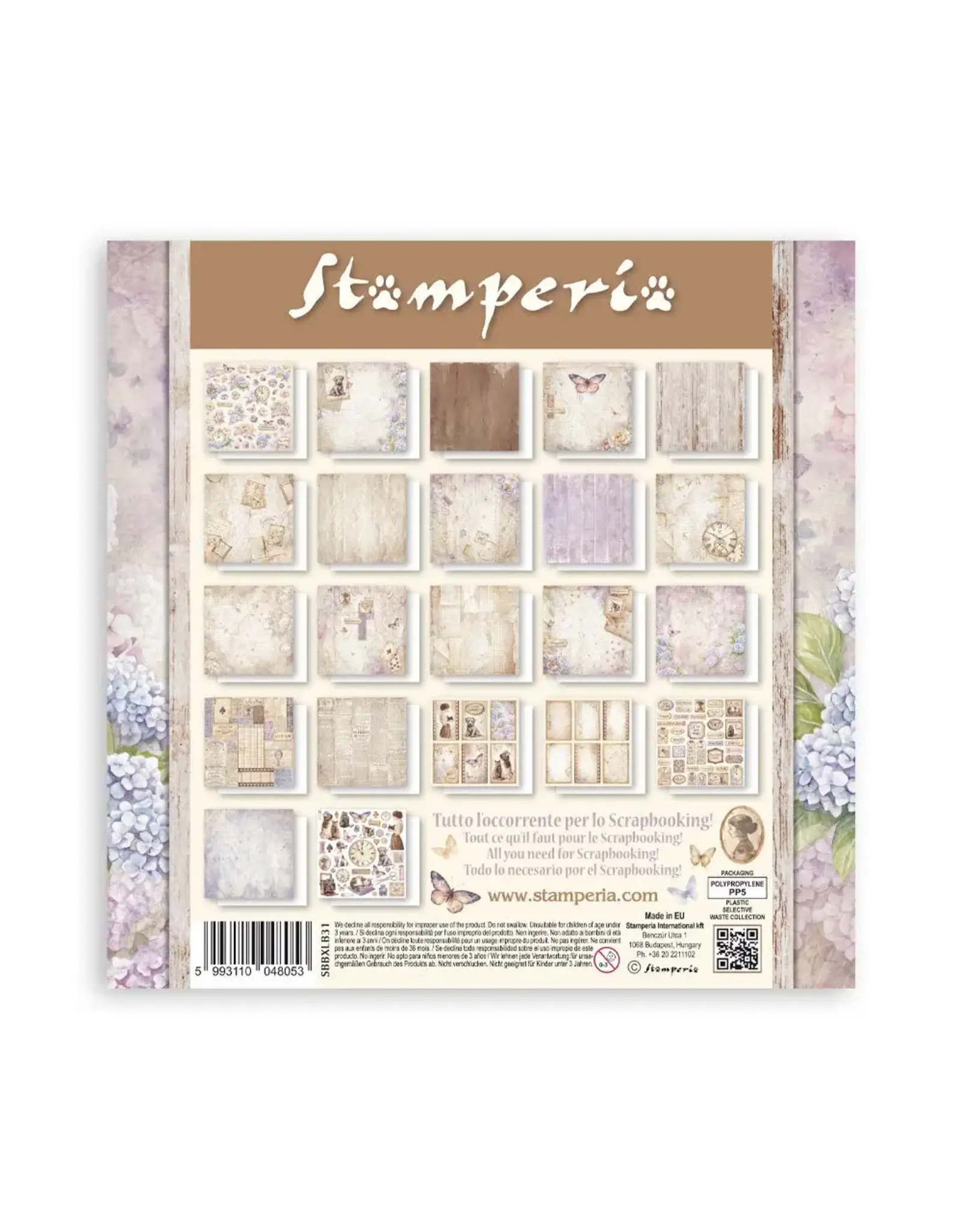 STAMPERIA STAMPERIA QUIET DAYS MAXI PAD 12x12 PAPER PACK 22 SHEETS