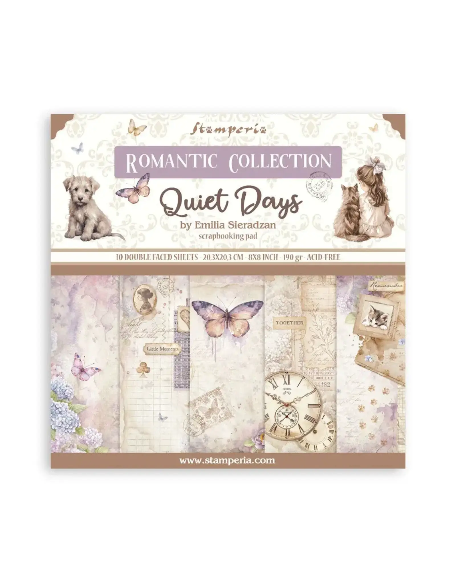 STAMPERIA STAMPERIA QUIET DAYS 8x8 PAPER PACK 10 SHEETS