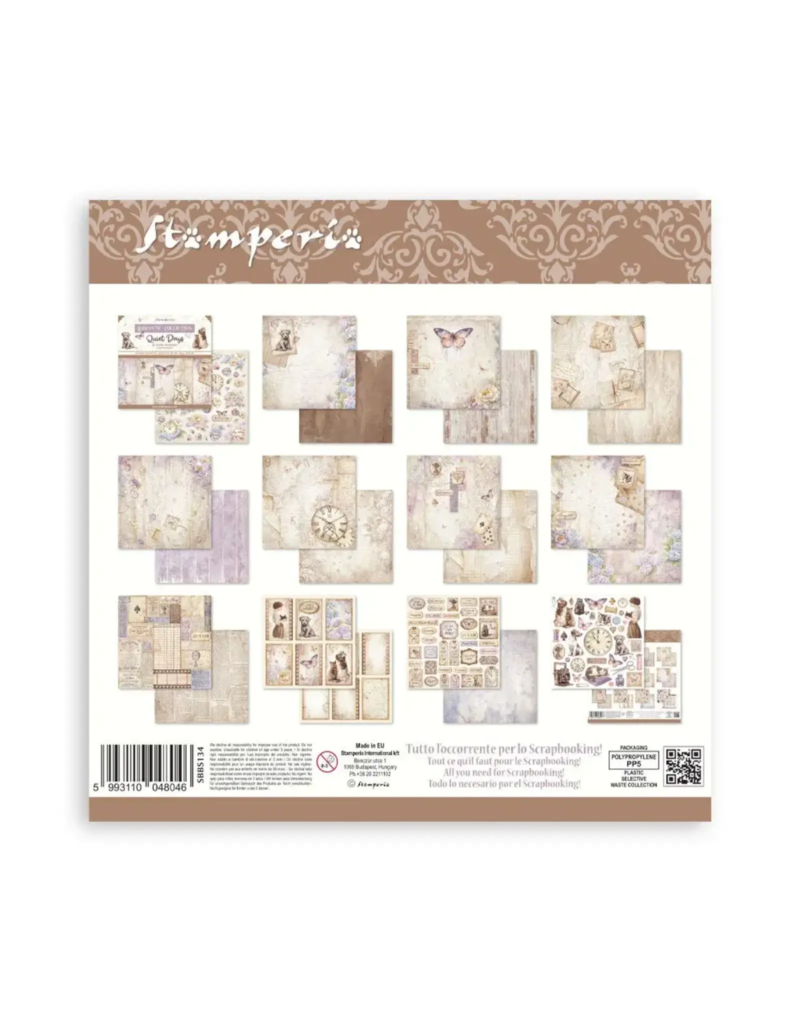 STAMPERIA STAMPERIA QUIET DAYS 8x8 PAPER PACK 10 SHEETS