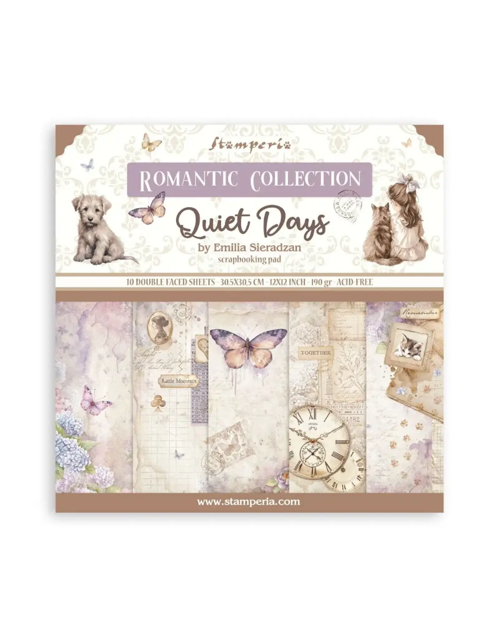 STAMPERIA STAMPERIA QUIET DAYS 12x12 COLLECTION PACK 10 SHEETS
