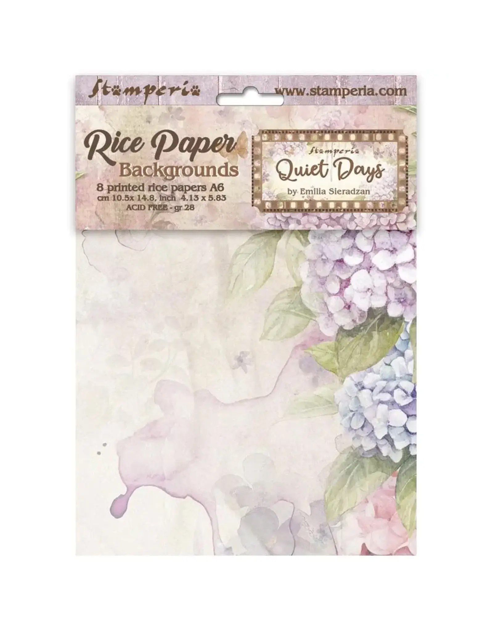 STAMPERIA STAMPERIA QUIET DAYS ASSORTED A6 RICE PAPER DECOUPAGE BACKGROUNDS 10.5X14.8CM 8/PK