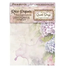 STAMPERIA STAMPERIA QUIET DAYS ASSORTED A6 RICE PAPER DECOUPAGE BACKGROUNDS 10.5X14.8CM 8/PK