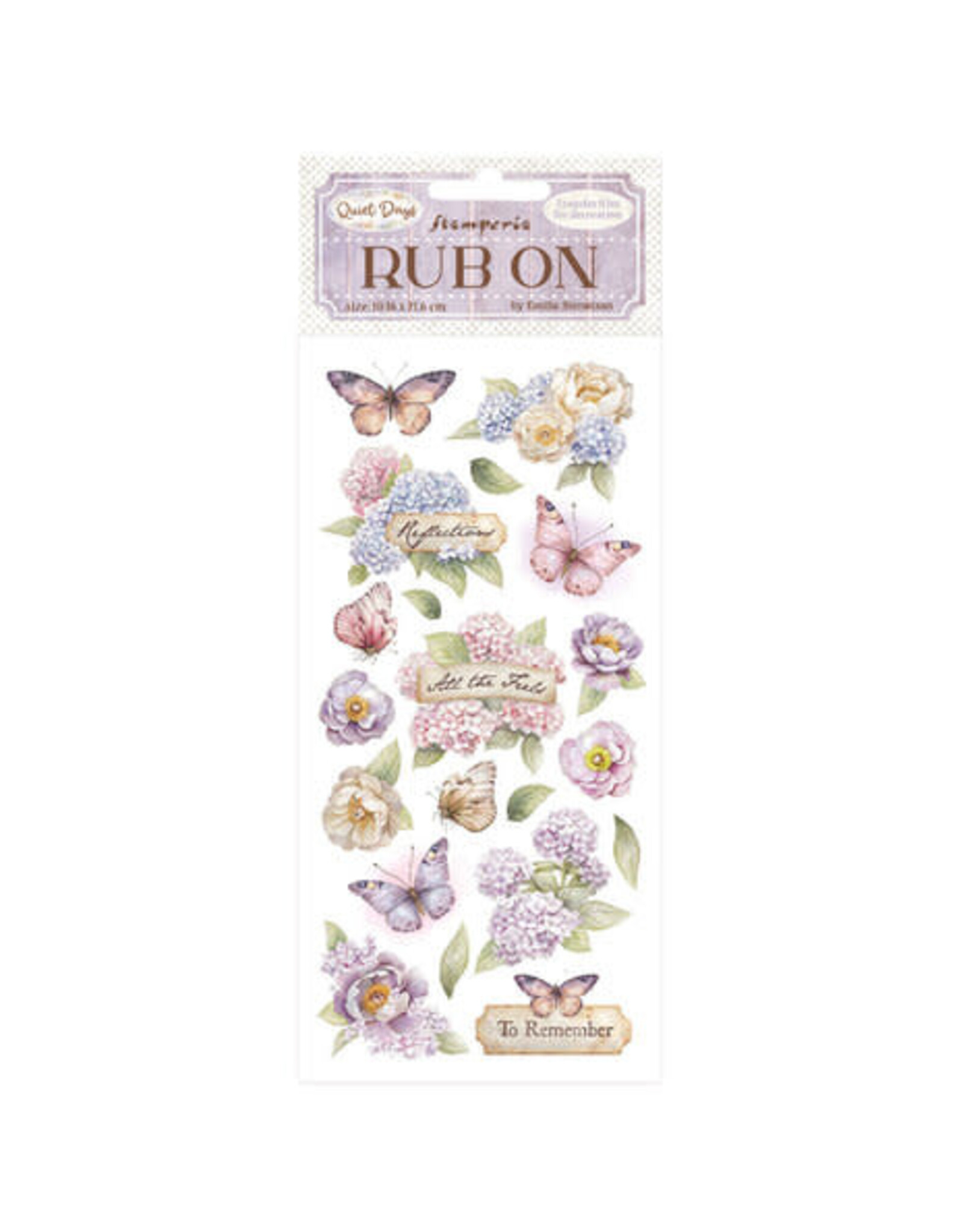 STAMPERIA STAMPERIA QUIET DAYS HYDRANGEA AND BUTTERFLY RUB-ON