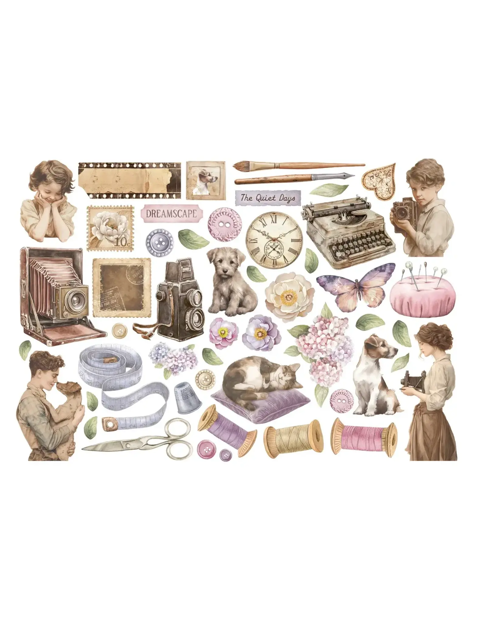 STAMPERIA STAMPERIA QUIET DAYS EPHEMERA ADHESIVE PAPER CUT OUTS