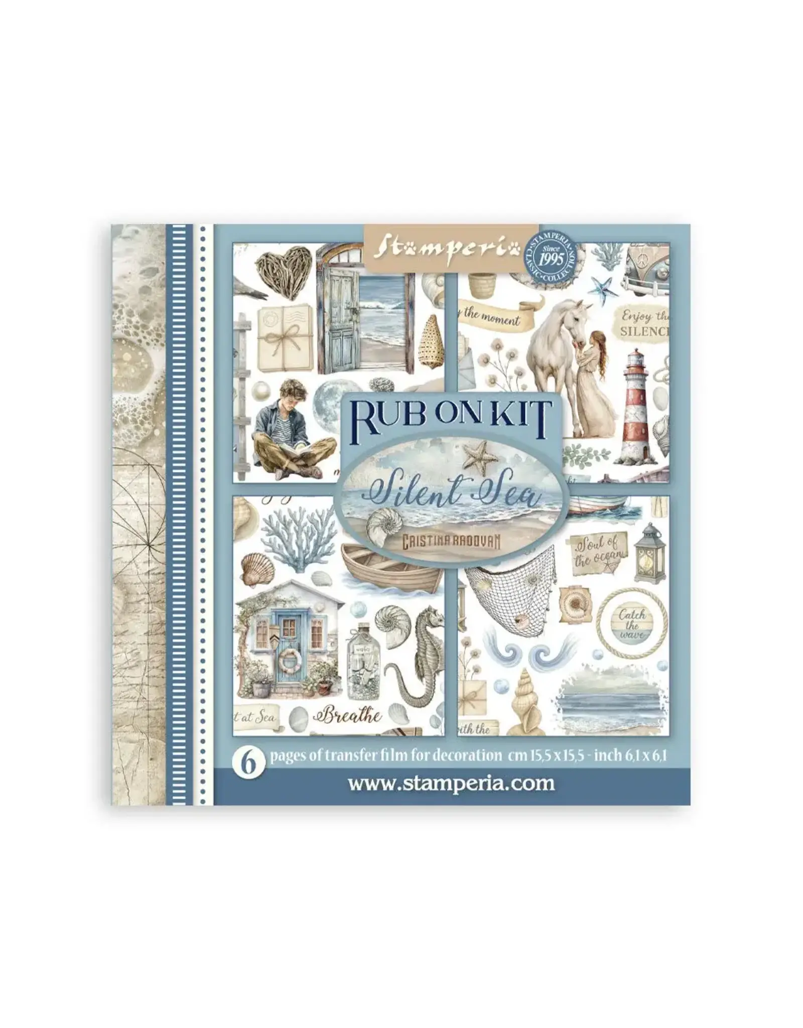 STAMPERIA STAMPERIA SILENT SEA ASSORTED RUB-ONS 6/PK