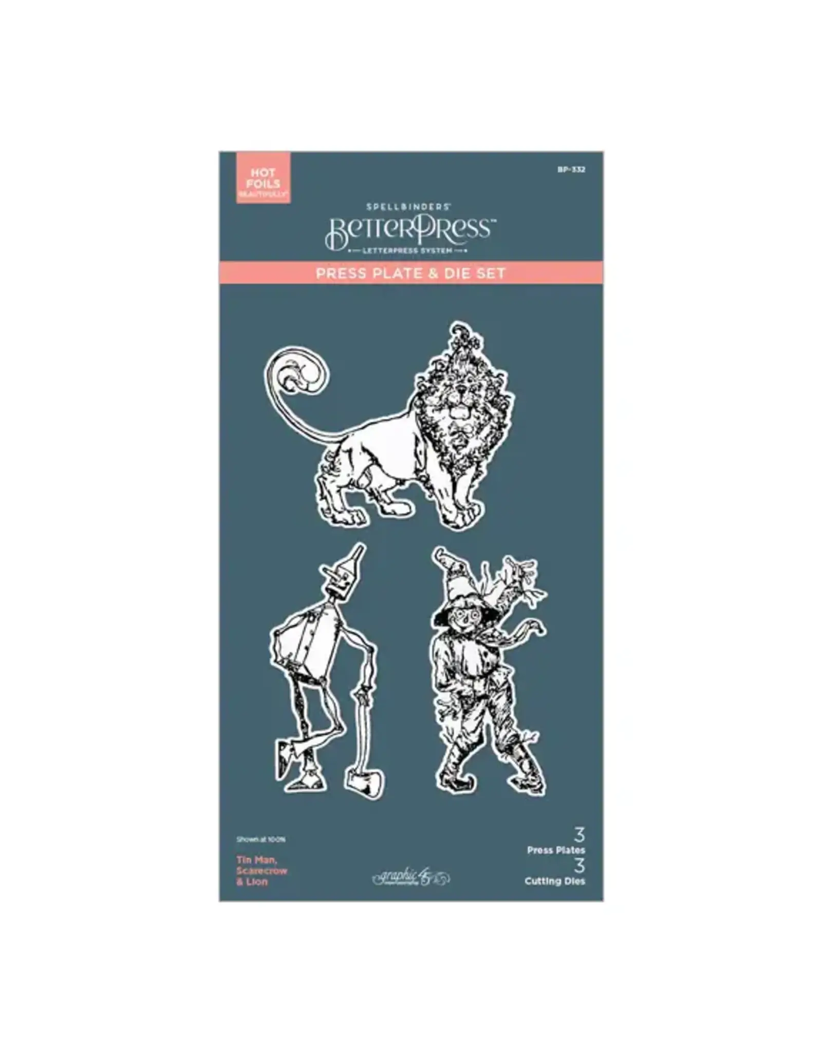 SPELLBINDERS SPELLBINDERS BETTERPRESS THE WONDER OF OZ TIN MAN, SCARECROW & THE LION PLATE & DIE SET