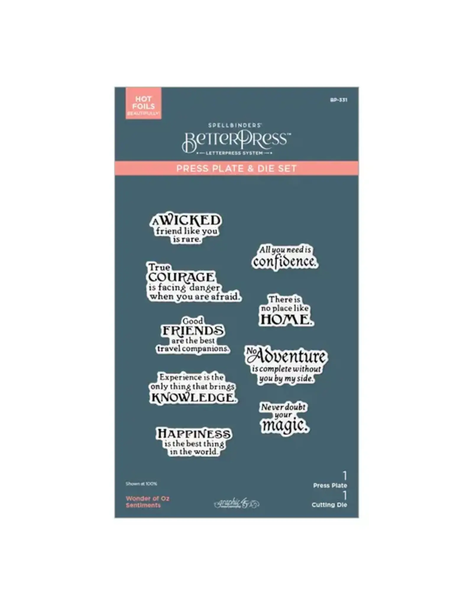 SPELLBINDERS SPELLBINDERS BETTERPRESS WONDER OF OZ SENTIMENTS PRESS PLATES & DIE SET