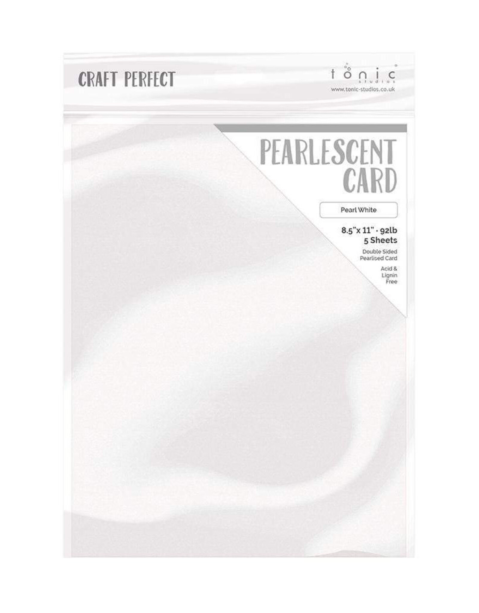 TONIC TONIC STUDIOS PEARLESCENT CARD PEARL WHITE 8.5x11 5/PK