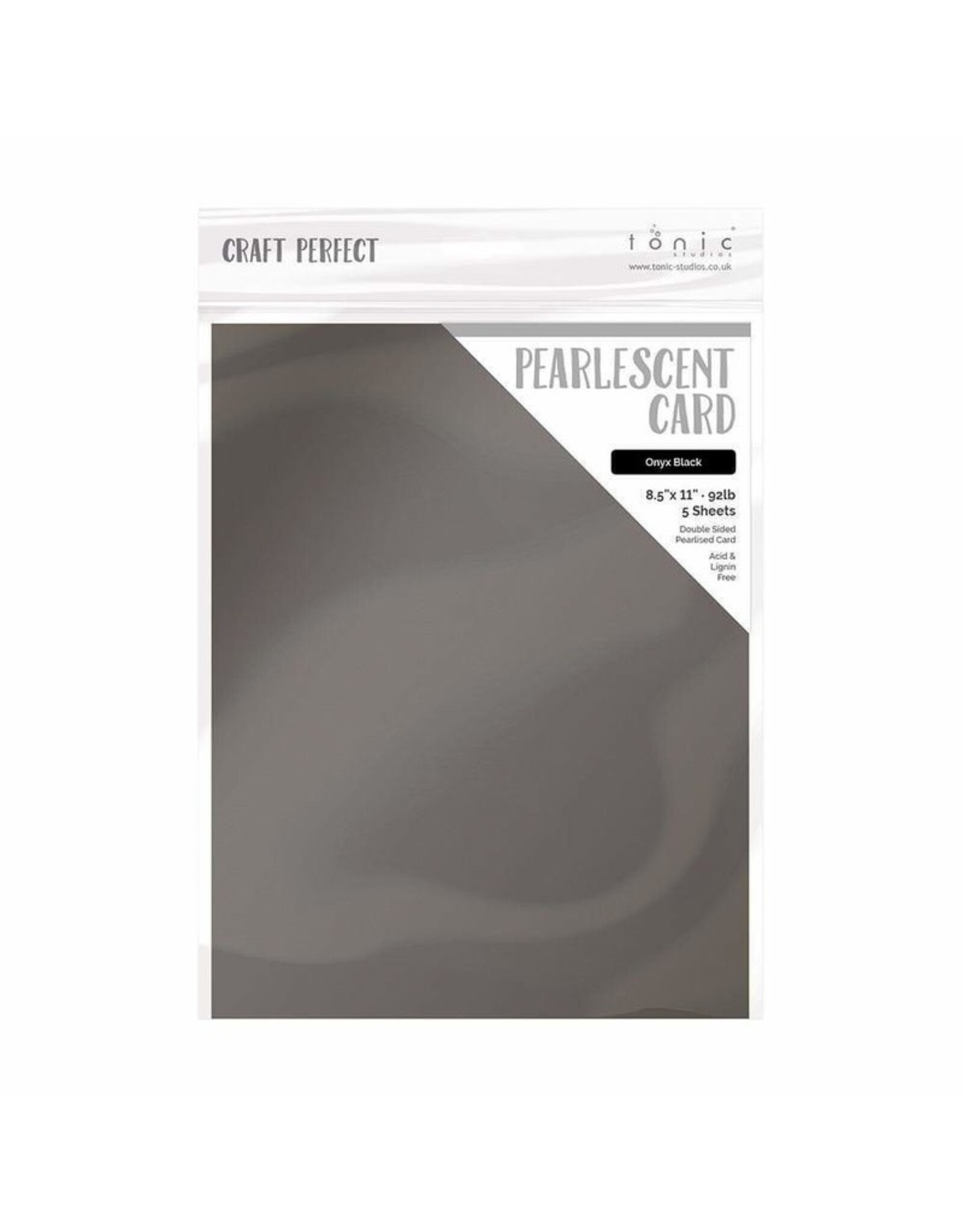 TONIC TONIC STUDIOS PEARLESCENT CARDSTOCK ONYX BLACK 8.5x11 5/PK