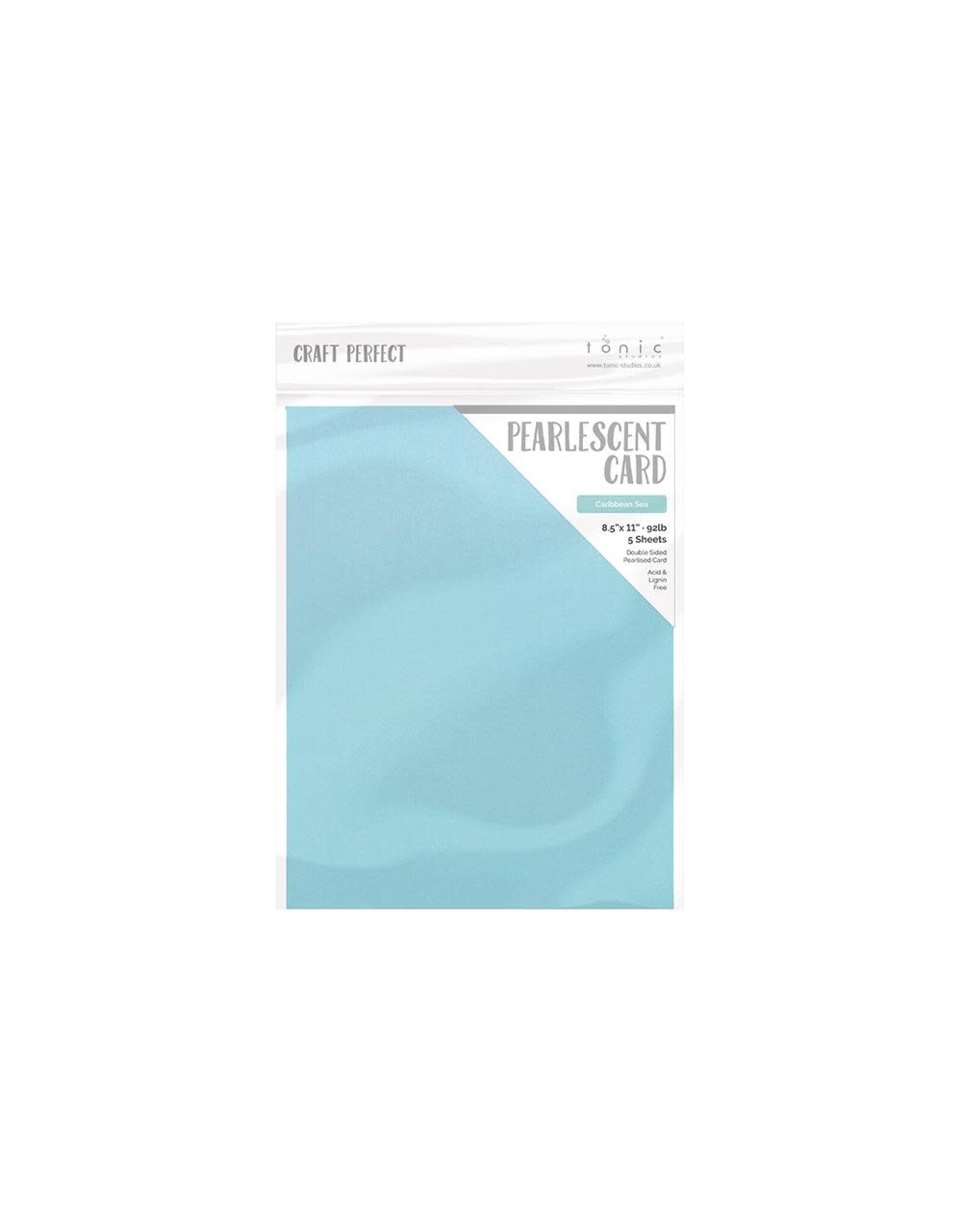TONIC TONIC STUDIOS PEARLESCENT CARDSTOCK CARIBBEAN SEA 8.5x11 5/PK