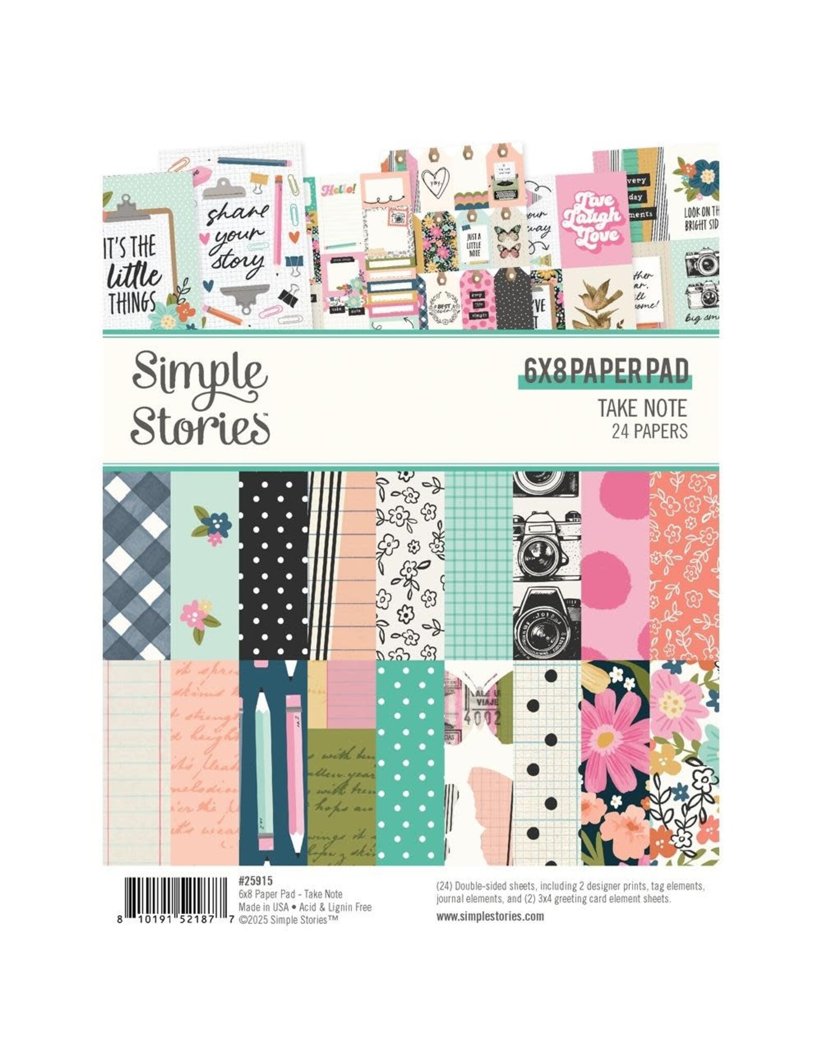 SIMPLE STORIES SIMPLE STORIES TAKE NOTE 6x8 PAPER PAD 24 SHEETS