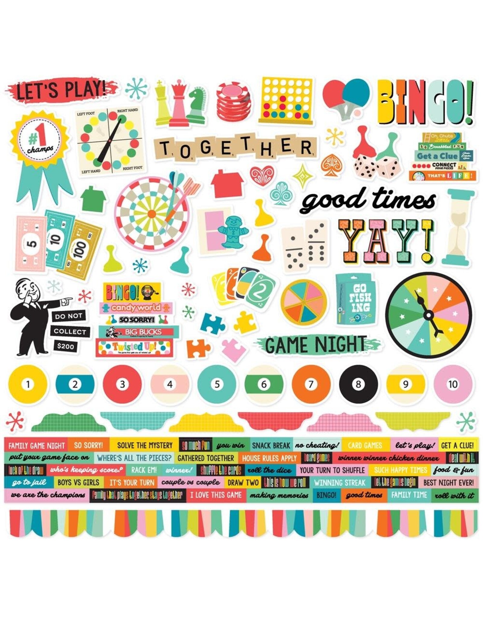 SIMPLE STORIES SIMPLE STORIES GAME NIGHT 12x12 CARDSTOCK STICKERS