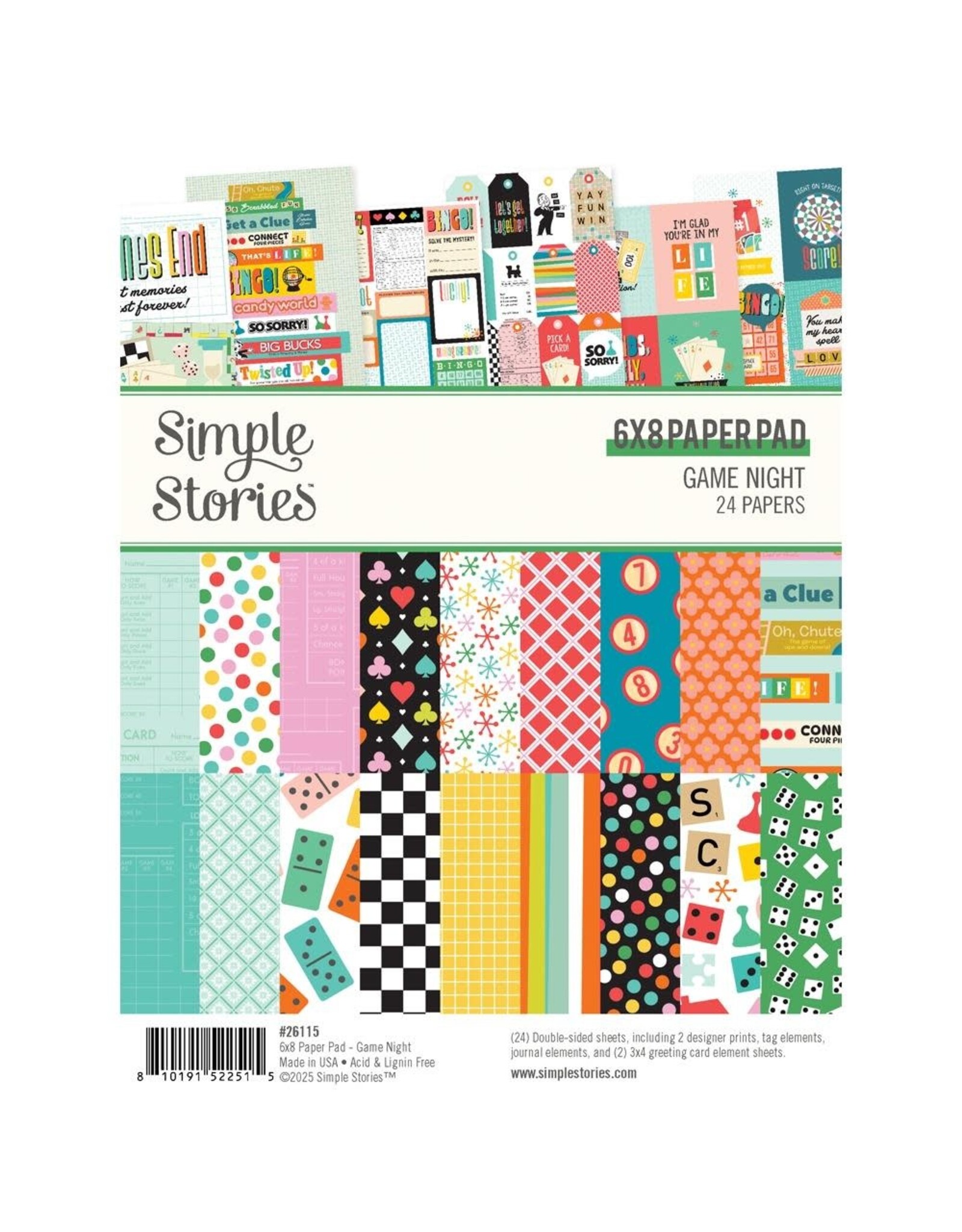 SIMPLE STORIES SIMPLE STORIES GAME NIGHT 6x8 PAPER PAD 24 SHEETS