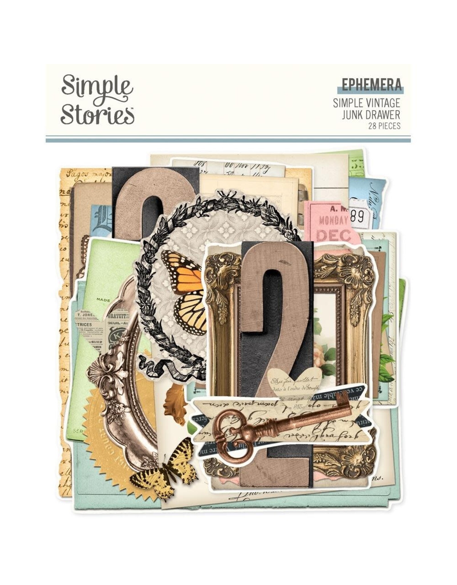 SIMPLE STORIES SIMPLE STORIES SIMPLE VINTAGE JUNK DRAWER EPHEMERA 28/PK