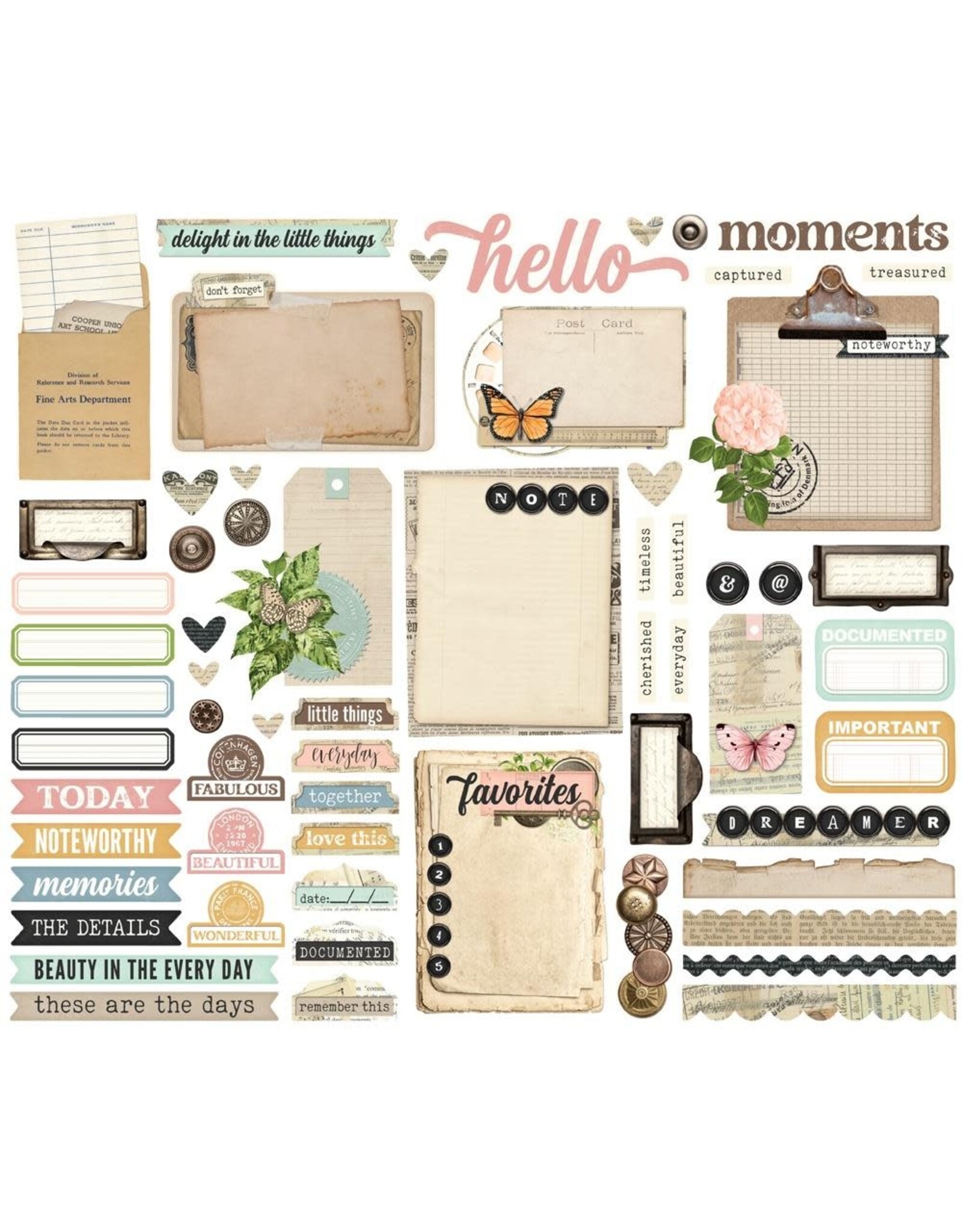 SIMPLE STORIES SIMPLE STORIES SIMPLE VINTAGE JUNK DRAWER JOURNAL BITS & PIECES DIE CUTS 62/PK