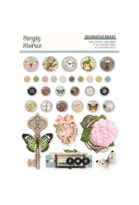 SIMPLE STORIES SIMPLE STORIES SIMPLE VINTAGE JUNK DRAWER DECORATIVE BRADS & CHIPBOARD PIECES