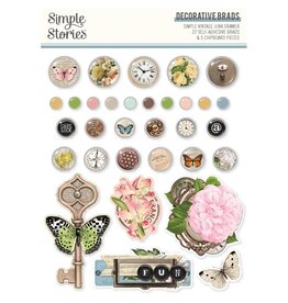 SIMPLE STORIES SIMPLE STORIES SIMPLE VINTAGE JUNK DRAWER DECORATIVE BRADS & CHIPBOARD PIECES