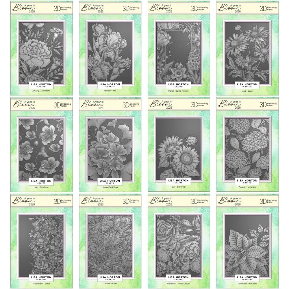 LISA HORTON CRAFTS LISA HORTON CRAFTS A YEAR IN BLOOM 2026 LIMITED EDITION A6 3D EMBOSSING FOLDER SET 12/PK