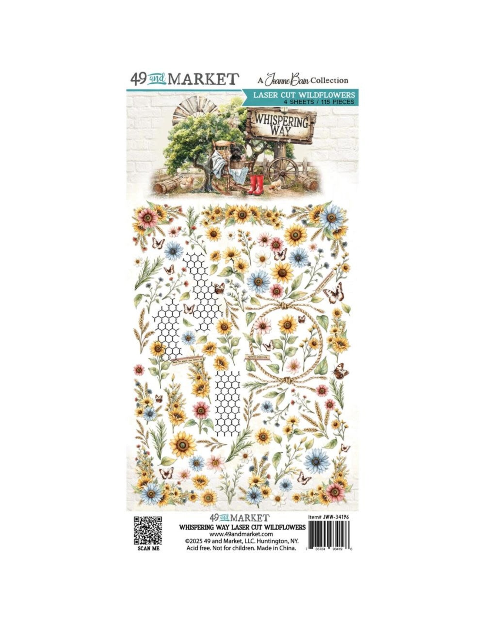 49 AND MARKET 49 AND MARKET WHISPERING WAY 6x12 LASER CUT WILDFLOWERS