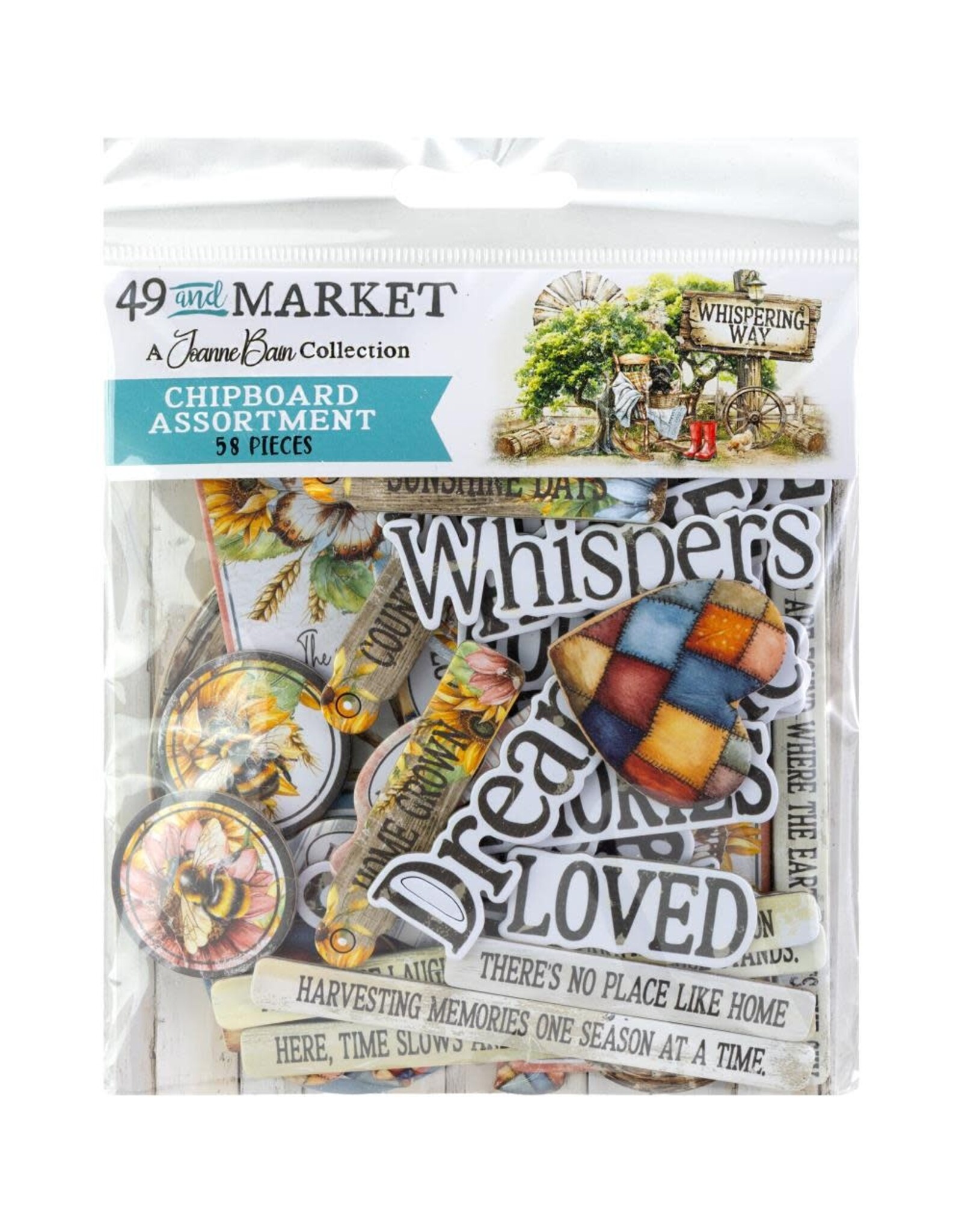 49 AND MARKET 49 AND MARKET WHISPERING WAY CHIPBOARD SET 58 PIECES