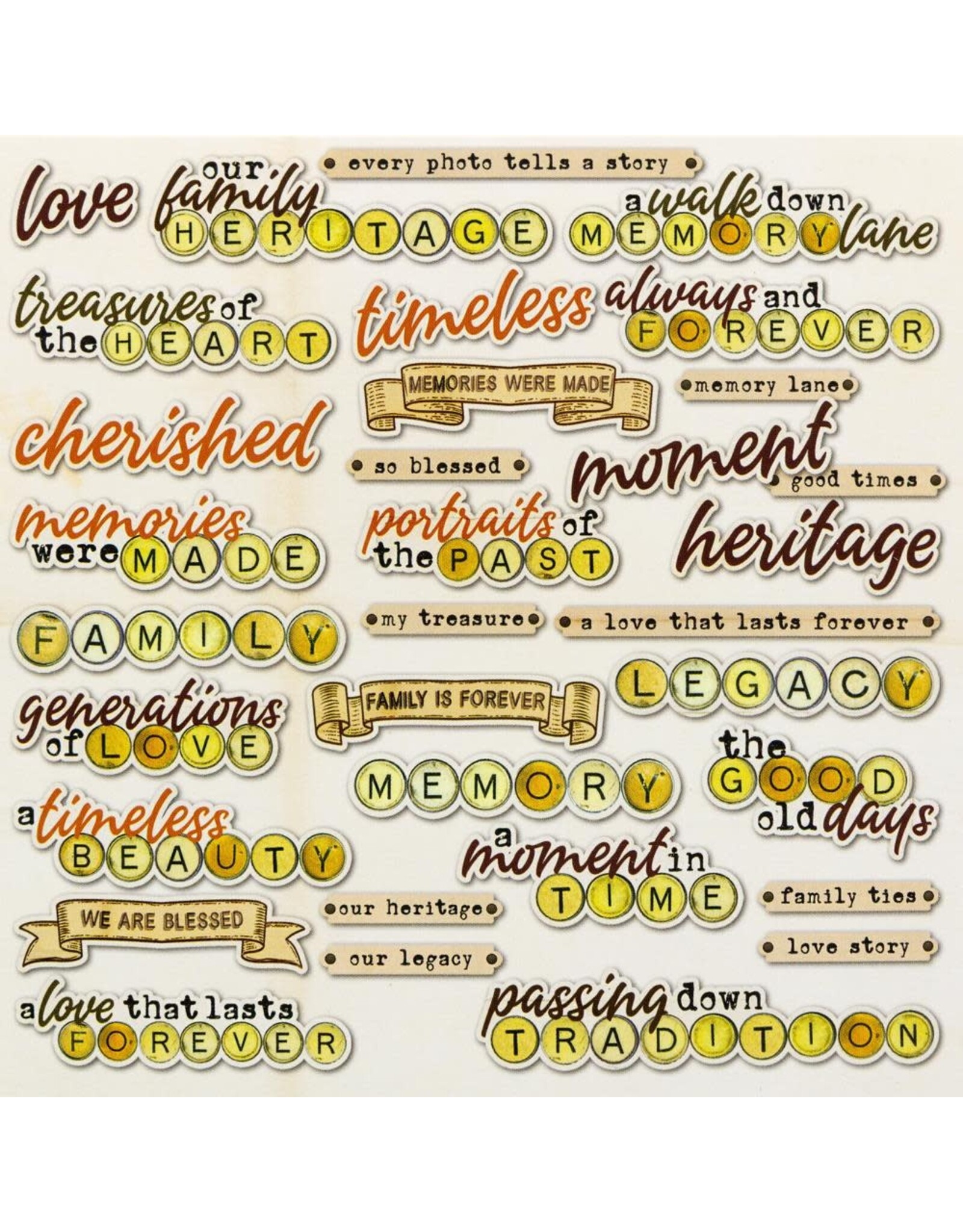 49 AND MARKET 49 AND MARKET NOSTALGIC MEMORIES CHIPBOARD SET 33 PIECES